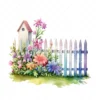 20 High-Quality Picket Fences Clipart - Picket fences digital watercolor JPG instant download for commercial use - Digital download