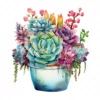 19 High-Quality Boho Succulent Pot Clipart - Succulent pot digital watercolor JPG instant download for commercial use - Digital download