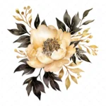23 High-Quality Black Gold Peony Clipart - Black gold peony digital watercolor JPG instant download for commercial use - Digital download
