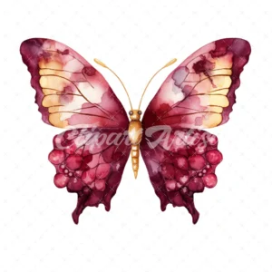 20 High-Quality Gold Wine Butterfly Clipart - Wine butterfly digital watercolor JPG instant download for commercial use - Digital download