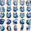 Celestial Animals Watercolor Clipart Bundle - 225+ transparent PNG, Cosmic animal graphics, Galactic art, Commercial use, Digital download
