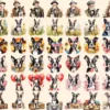 Boston Terriers Watercolor Clipart Bundle - 345+ transparent PNG, Boston puppy illustrations, Cute dog png, Commercial use, Digital download