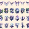 Nightforest Fairies Watercolor Clipart Bundle - 197+ transparent PNG, Magical illustrations, Fantasy images, Commercial use,Digital download