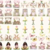 Joyful Easter Watercolor Clipart Set - 355+ transparent PNG, Spring bunnies eggs graphics, Easter joy art, Commercial use, Digital download