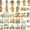 Boho Summer Watercolor Clipart Set - 250+ transparent PNG, Sunkissed boho graphics, Seaside fashion images, Commercial use, Digital download