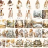 Lovely Autumn Watercolor Clipart Set - 250+ transparent PNG, Pumpkin season graphics, Girl with book images, Commercial use,Digital download