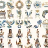 Amentas Whisper Watercolor Clipart Set - 275+ transparent PNG, Ancient egypt illustrations, Pharaohs art, Commercial use, Digital download
