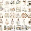 Cozy Season Watercolor Clipart Set - 270+ transparent PNG, Soft christmas graphics, Rustic winter images, Commercial use, Digital download