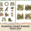 Whimsical Forest Wonders Fussy Cuts - Woodland, Forest, Animal, Collage sheets, Digital Sticker, Ephemera, Junk Journal Kit,Digital download