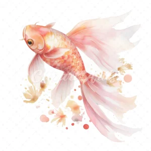 20 High-Quality Baby Pink Koi Fish Clipart - Koi fish digital watercolor JPG instant download for commercial use - Digital download