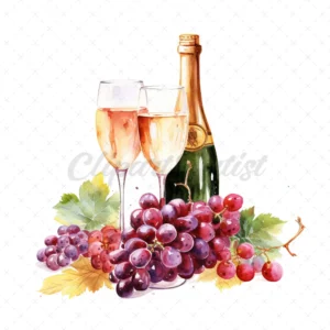 15 High-Quality Champagne Clipart - Champagne digital watercolor JPG instant download for commercial use - Digital download