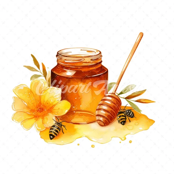 20 High-Quality Honey Clipart - Honey bee digital watercolor JPG instant download for commercial use - Digital download