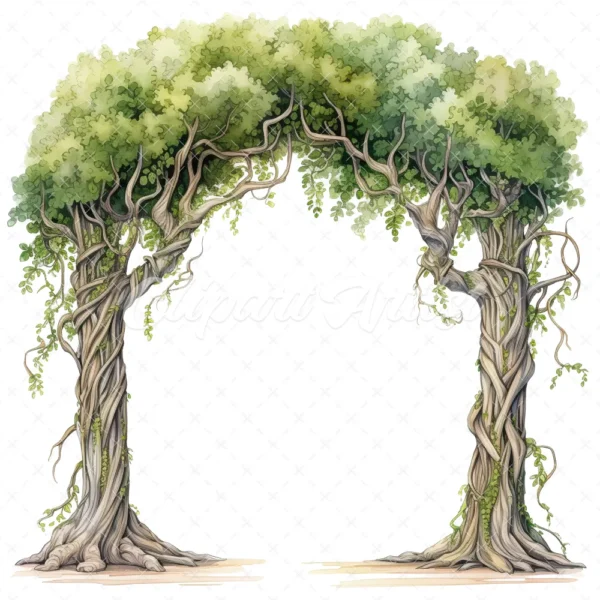 24 High-Quality Wedding Tree Arch Clipart - Tree arch digital watercolor JPG instant download for commercial use - Digital download