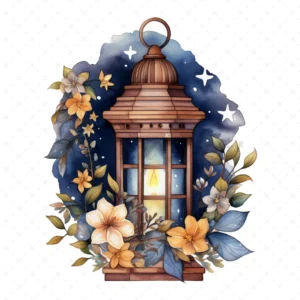 20 High-Quality Night Lanterns Clipart - Night lanterns digital watercolor JPG instant download for commercial use - Digital download