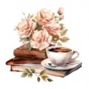 20 High-Quality Floral Coffee Books Clipart - Coffee books digital watercolor JPG instant download for commercial use - Digital download