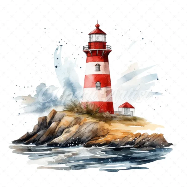 20 High-Quality Lighthouses Clipart - Lighthouses digital watercolor JPG instant download for commercial use - Digital download
