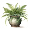 20 High-Quality Fern Antique Pot Clipart - digital watercolor JPG instant download for commercial use - Digital download
