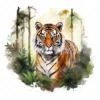 20 High-Quality Forest Tiger Clipart - Forest tiger digital watercolor JPG instant download for commercial use - Digital download