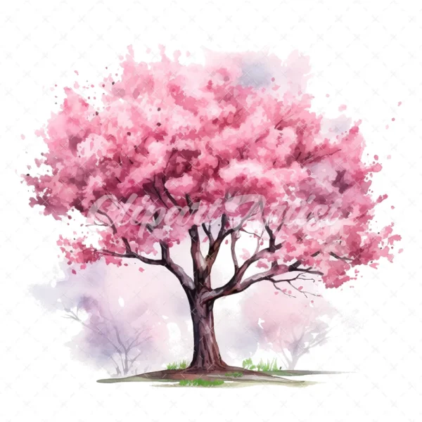 20 High-Quality Spring Trees Clipart - Spring trees digital watercolor JPG instant download for commercial use - Digital download