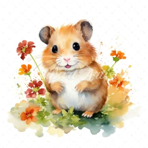 28 High-Quality Cute Hamsters Clipart - Cute hamsters digital watercolor JPG instant download for commercial use - Digital download