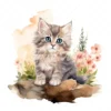 20 High-Quality Cute Kitten Clipart - Cute kitten digital watercolor JPG instant download for commercial use - Digital download