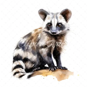 20 High-Quality African Civet Clipart - African civet digital watercolor JPG instant download for commercial use - Digital download