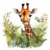 20 High-Quality Forest Giraffe Clipart - Forest giraffe digital watercolor JPG instant download for commercial use - Digital download