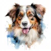 20 High-Quality Australian Shepherd Clipart - Shepherd digital watercolor JPG instant download for commercial use - Digital download