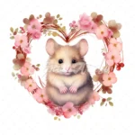 19 High-Quality Mouse in Heart Wreath Clipart - Mouse wreath digital watercolor JPG instant download for commercial use - Digital download