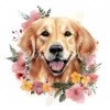20 High-Quality Floral Golden Retriever Clipart - Retriever digital watercolor JPG instant download for commercial use - Digital download