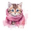 18 High-Quality Kittens With Scarf Clipart - Kittens scarf digital watercolor JPG instant download for commercial use - Digital download