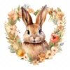 20 High-Quality Bunny in Heart Wreath Clipart - Bunny wreath digital watercolor JPG instant download for commercial use - Digital download
