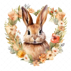 20 High-Quality Bunny in Heart Wreath Clipart - Bunny wreath digital watercolor JPG instant download for commercial use - Digital download