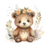 20 High-Quality Boho Cute Bears Clipart - Boho cute bears digital watercolor JPG instant download for commercial use - Digital download