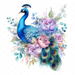 19 High-Quality Peacock Bouquets Clipart - Peacock Bouquets digital watercolor JPG instant download for commercial use - Digital download
