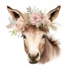20 High-Quality Floral Donkey Clipart - Floral donkey digital watercolor JPG instant download for commercial use - Digital download