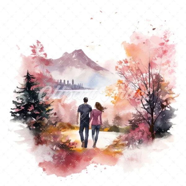 20 High-Quality Loving Couple Clipart - Loving couple digital watercolor JPG instant download for commercial use - Digital download