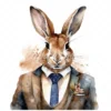 19 High-Quality Bunny in Suit Clipart - Bunny in suit digital watercolor JPG instant download for commercial use - Digital download