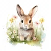 20 High-Quality Bunny in a Meadow Clipart - Bunny meadow digital watercolor JPG instant download for commercial use - Digital download