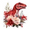 20 High-Quality Red Floral Dinosaur Clipart - Red dinosaur digital watercolor JPG instant download for commercial use - Digital download