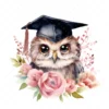 19 High-Quality Graduation Owl Clipart - Graduation owl digital watercolor JPG instant download for commercial use - Digital download