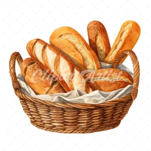 20 High-Quality Bread Basket Clipart - Bread basket digital watercolor JPG instant download for commercial use - Digital download