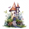 20 High-Quality Fairy Towers Clipart - Fairy towers digital watercolor JPG instant download for commercial use - Digital download