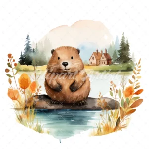 20 High-Quality Adorable Beaver Clipart - Adorable beaver digital watercolor JPG instant download for commercial use - Digital download