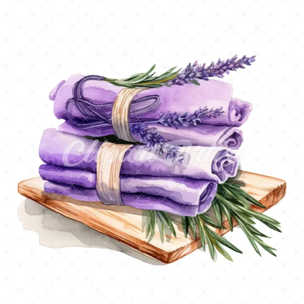20 High-Quality Lavender Towels Clipart - Lavender towels digital watercolor JPG instant download for commercial use - Digital download