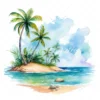 20 High-Quality Tropical Beach Clipart - Tropical beach digital watercolor JPG instant download for commercial use - Digital download
