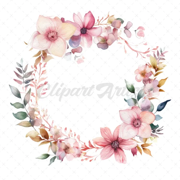 20 High-Quality Floral Wreaths Clipart - Floral Wreath digital watercolor JPG instant download for commercial use - Digital download