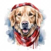 20 High-Quality Golden Retriever with Bandana Clipart - Dogs digital watercolor JPG instant download for commercial use - Digital download