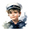 20 High-Quality Sailor Boy Clipart - Sailor boy digital watercolor JPG instant download for commercial use - Digital download