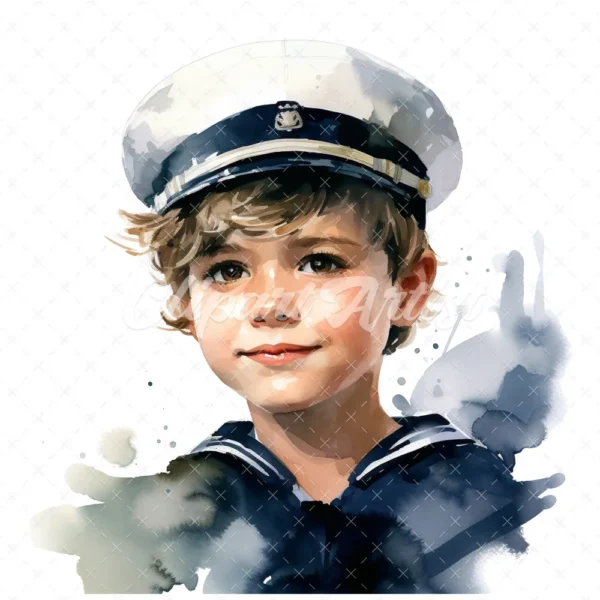 20 High-Quality Sailor Boy Clipart - Sailor boy digital watercolor JPG instant download for commercial use - Digital download